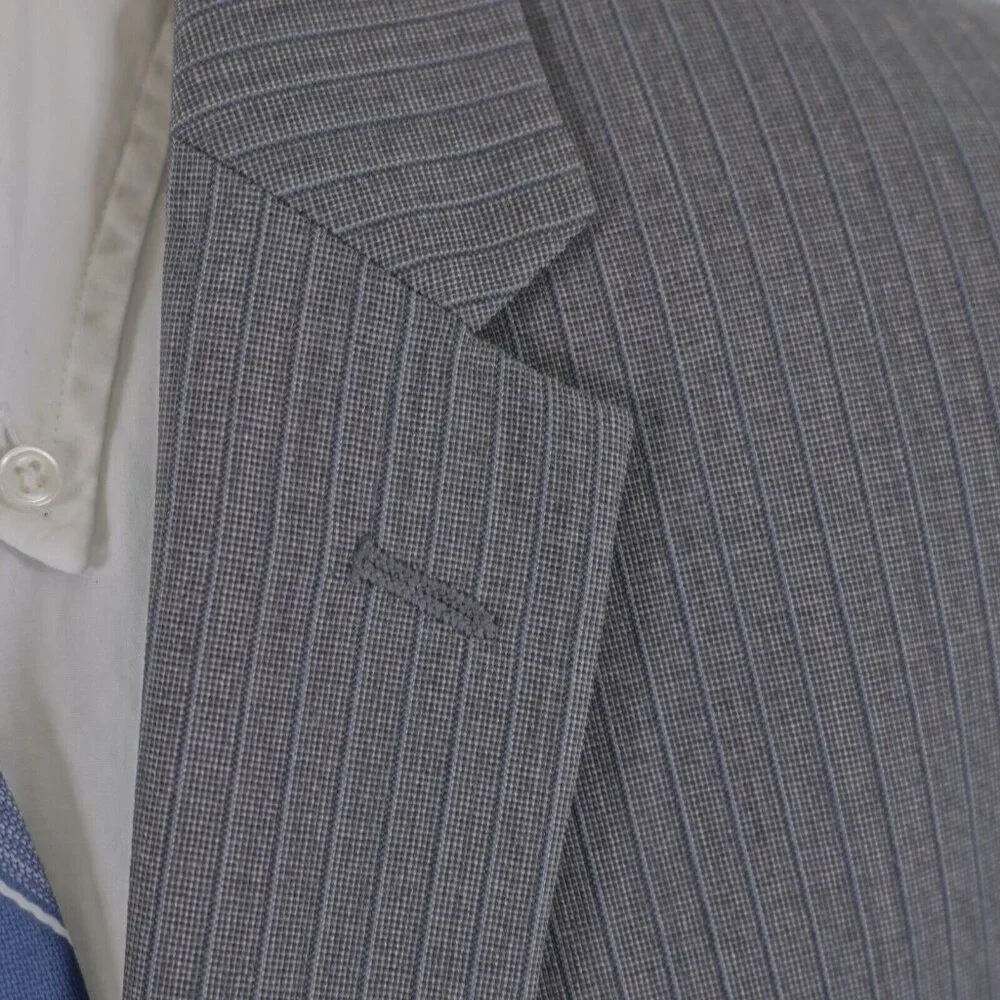 Joseph Jos A Bank Wool Gray Striped 2 Piece Suit 40R / Slim 42R 38/30 Flat Front